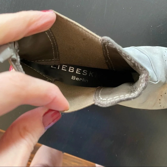 Liebeskind Berlin Leather Boots Size 7.5 Distressed Gray Womens Shoes Booties - Picture 10 of 12